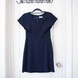 LOFT navy blue dress with fringe sleeves aline